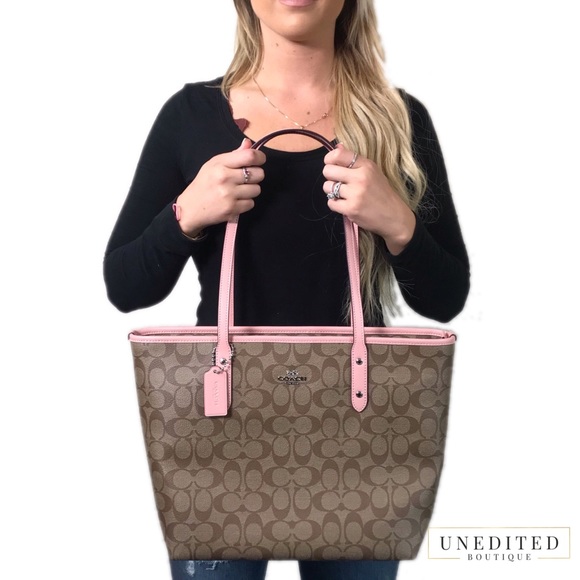 NWT - Coach City Zip Tote,  Signature / Petal - Picture 3 of 8